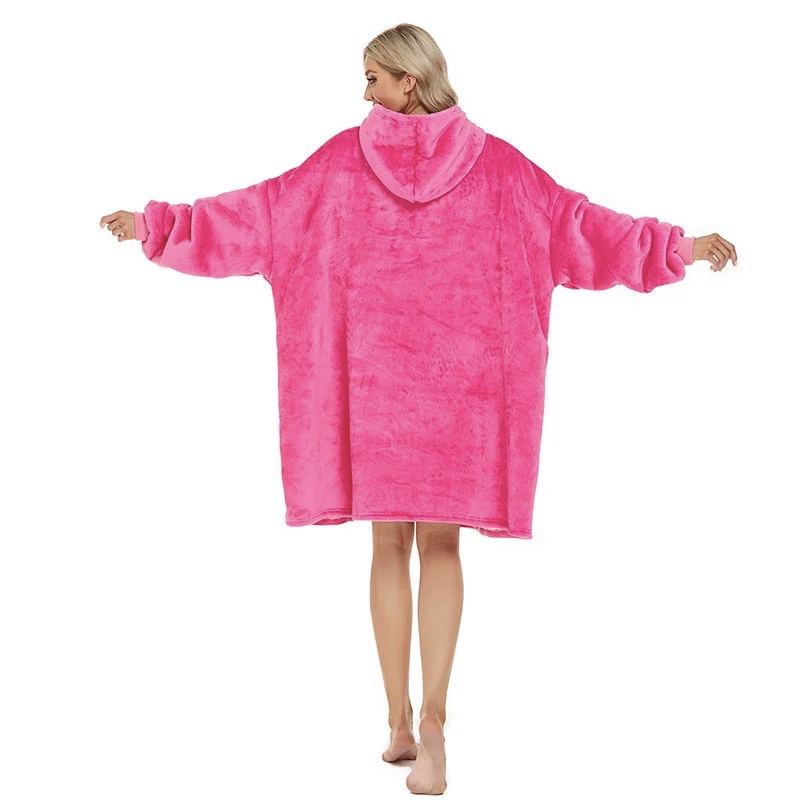 Плед Huggle Hoodie, худi з капюшоном та рукавами Рожевий                        П